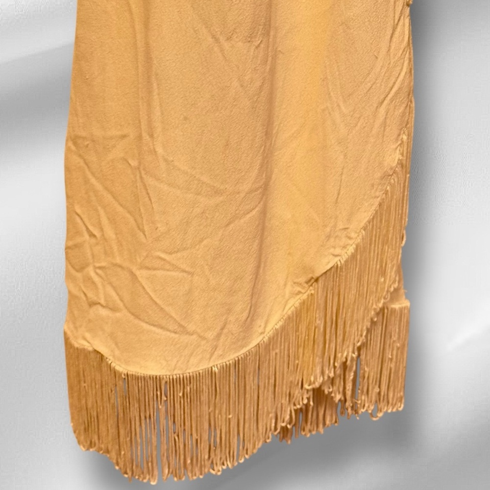 Lovers & Friends Elegant Wrap Cream Mini Dress with Fringe - Picture 3 of 6